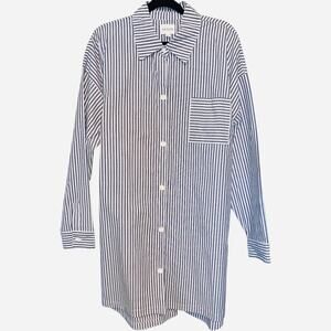 NWOT Bedhead Long Sleeve Button Front Chambray Stripe Sleep Shirt, Cover Up S /M